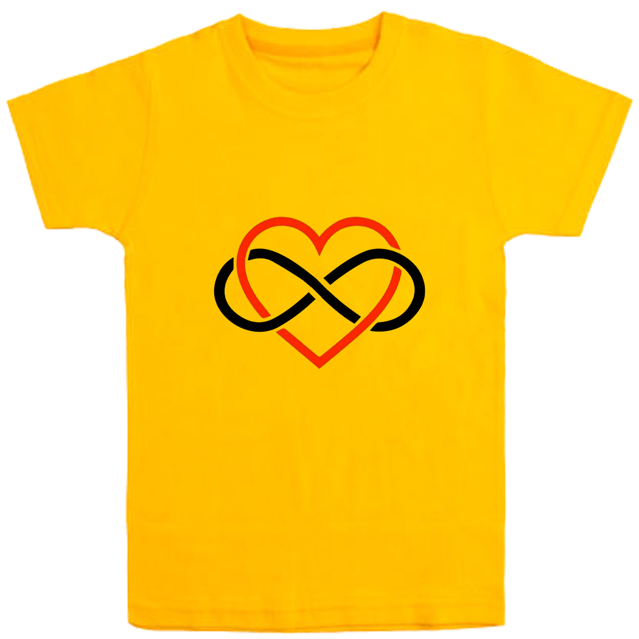 تی شرت آستین کوتاه دخترانه مدل قلب D36 رنگ زرد