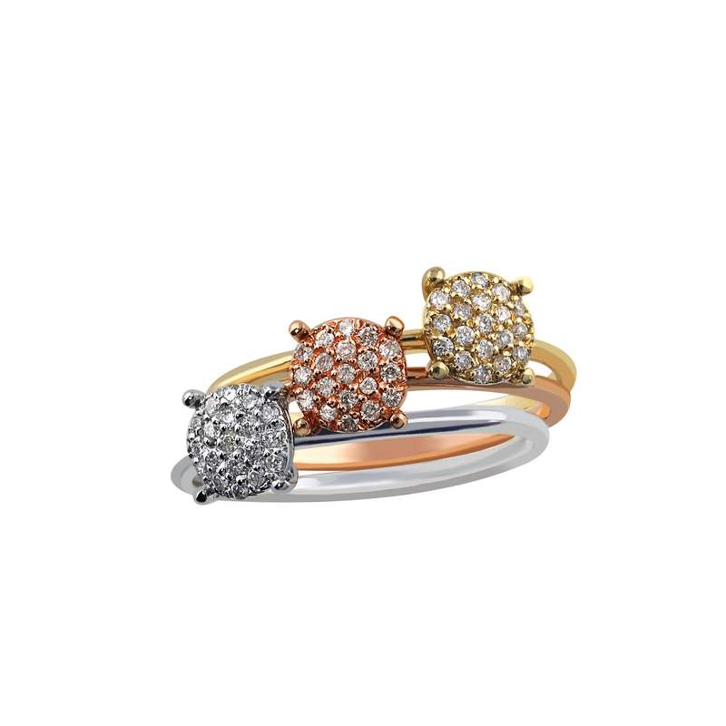 انگشتر طلا 18 عیار زنانه جواهری سروری مدل 10788 مجموعه 3 عددی