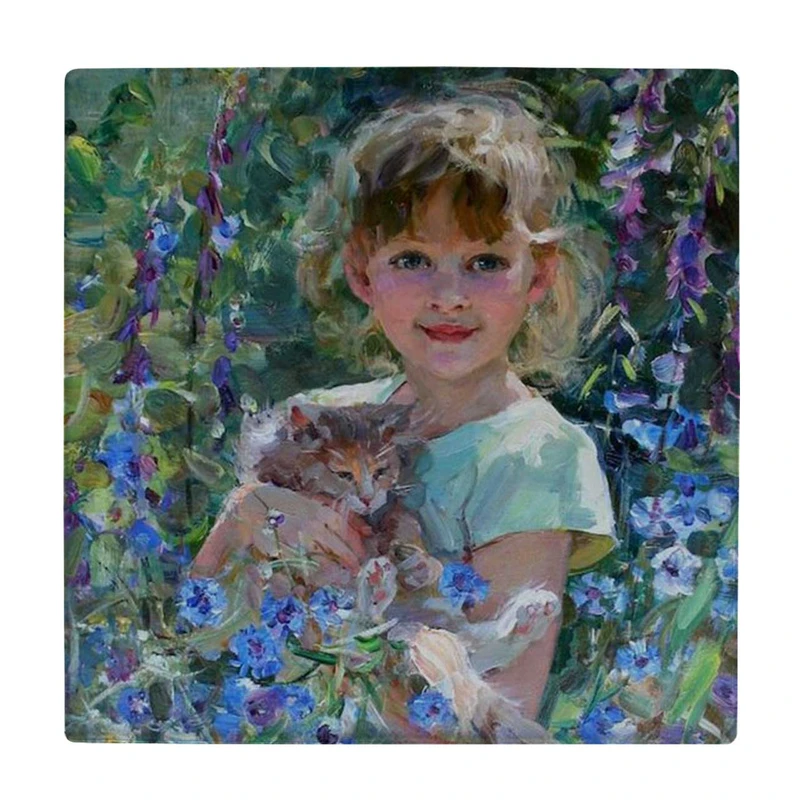 زیر لیوانی طرح نقاشی دختر بچه و گربه کد    3864996_2000