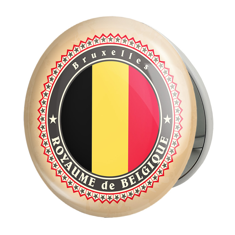 آینه جیبی خندالو طرح پرچم بلژیک مدل تاشو کد 20704 