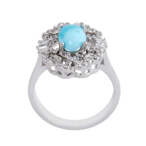 انگشتر نقره زنانه بازرگانی میلادی مدل سنگ فیروزه کد AWR_1018