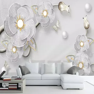 پوستر دیواری سه بعدی مدل گل برجسته نگینی DVRF1366