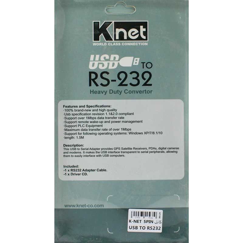 کابل تبدیل USB به RS-232 کی نت مدل k-c232 طول 1.5 متر