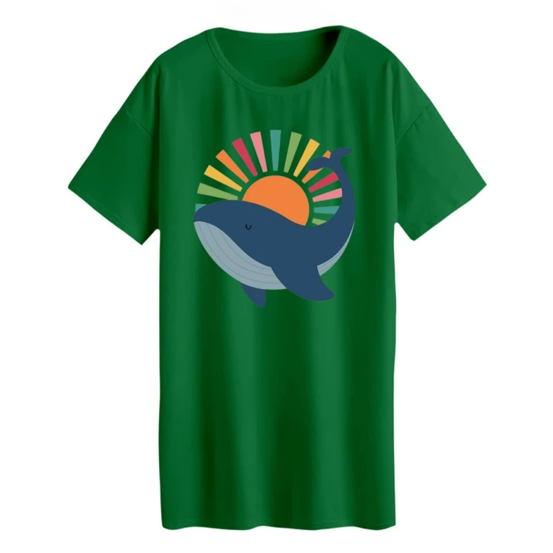 تی شرت لانگ زنانه مدل نهنگ مینیمال