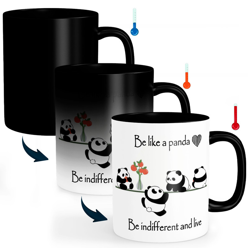 ماگ حرارتی طرح پاندا مدل H1001 به همراه زیر لیوانی و قاشق