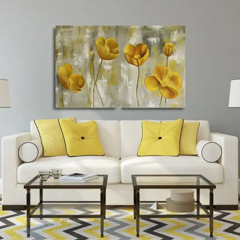 تابلو نقاشی رنگ روغن طرح گل شقایق