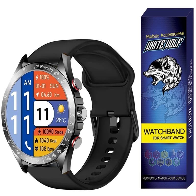 بند وایت ولف مدل WB-SIL-SQ مناسب برای ساعت هوشمند گلوریمی M2 /22MM