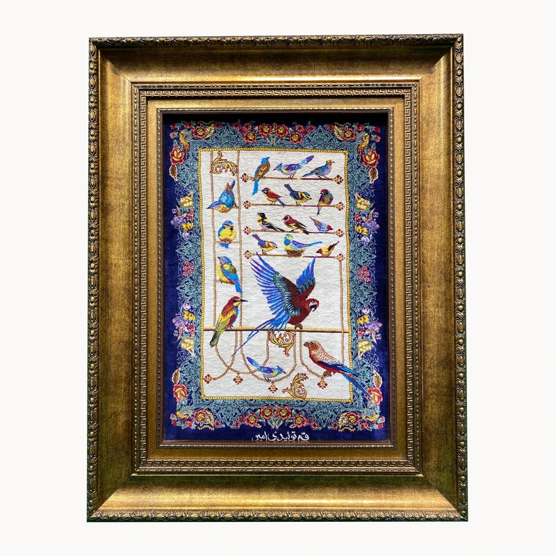 تابلو فرش دستباف طرح چهل طوطی کد ۲۱۴۲۳۷۸۵
