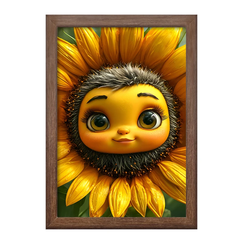 تابلو خندالو طرح گل آفتابگردان کیوت کد F8130