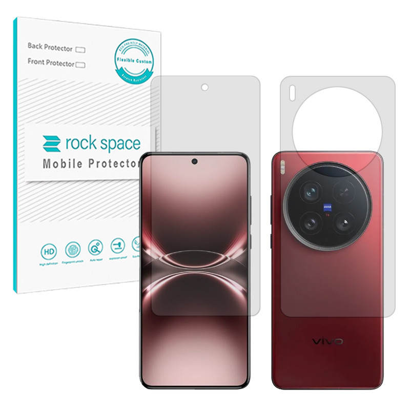 محافظ صفحه نمایش شفاف راک اسپیس مدل Resistant مناسب برای گوشی موبایل ویوو X200 Ultra به همراه محافظ پشت گوشی 