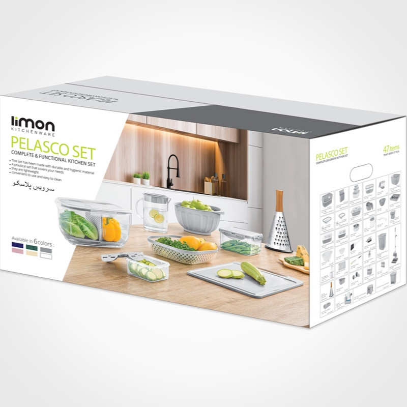 سرویس جهیزیه لیمون ۴۷ پارچه طرح بافت کد 2298