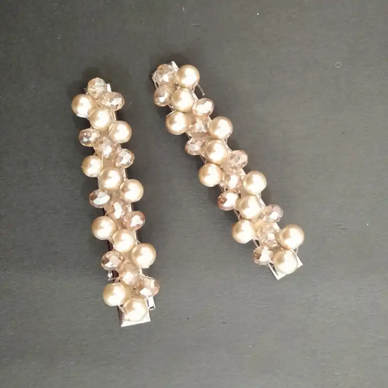 گیره مو زنانه مدل انبری مرواریدی مجموعه دو عددی