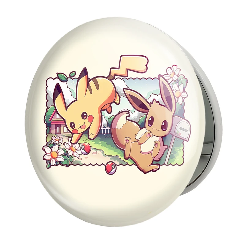 آینه جیبی خندالو طرح ایو و پیکاچو انیمه پوکمون مدل تاشو کد 17387 