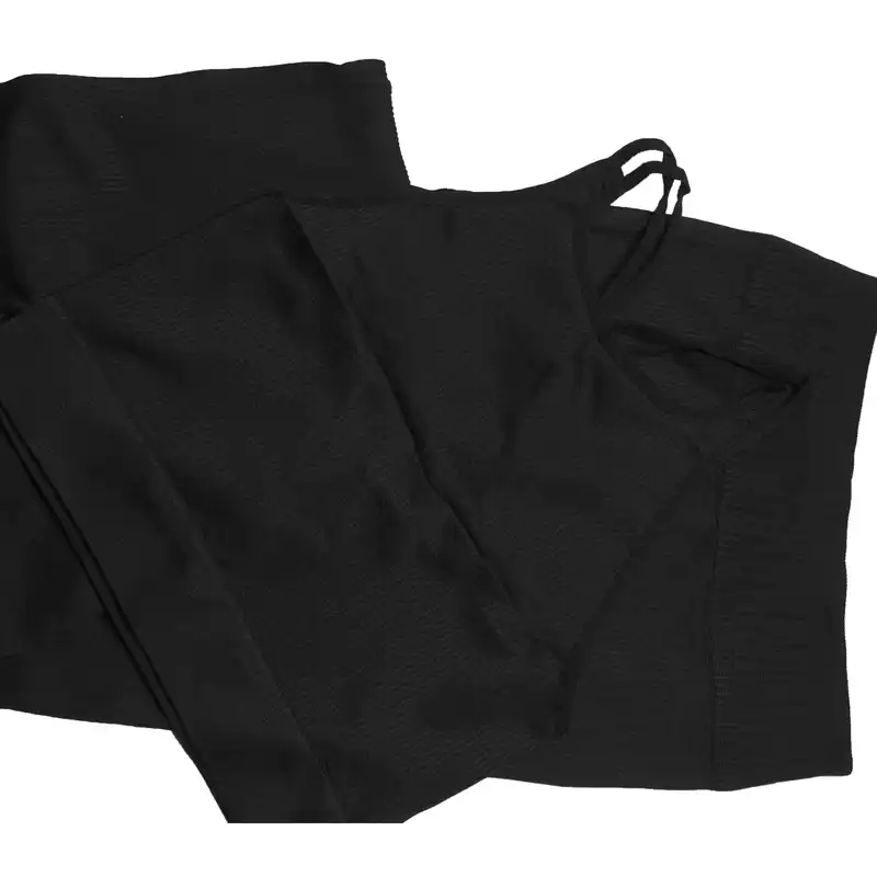 ست تاپ و شلوار ورزشی زنانه مدل کبریتی بنددار رنگ مشکی