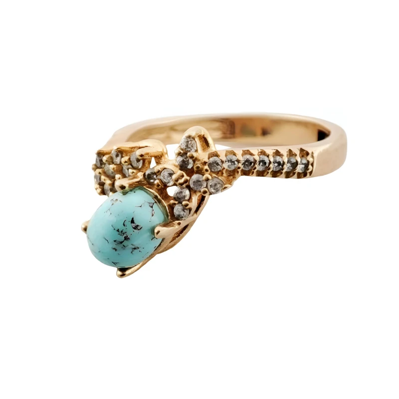 انگشتر زنانه مدل طلا روس فیروزه اصل q024