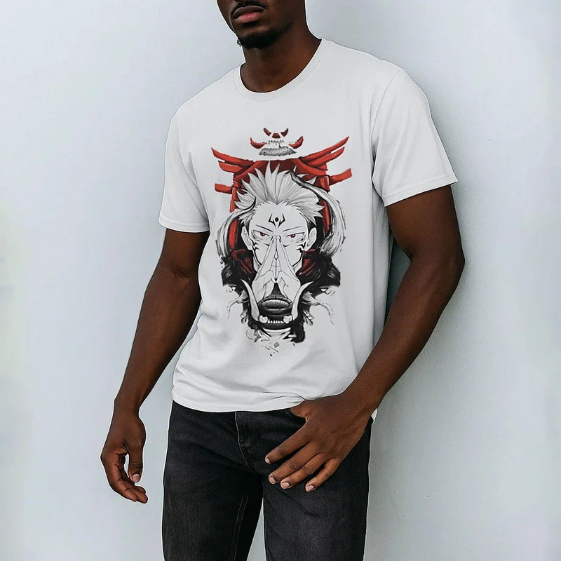 تی شرت آستین کوتاه مردانه مدل انیمه ای جوجوتسو کایسن شخصیت سوکونا کد anm369