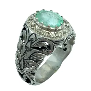 انگشتر نقره مردانه مدل قلم برجسته دستساز 1057