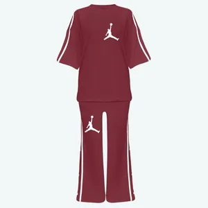 ست تی شرت آستین کوتاه و شلوار زنانه مدل جاسمین کد 04 رنگ قرمز