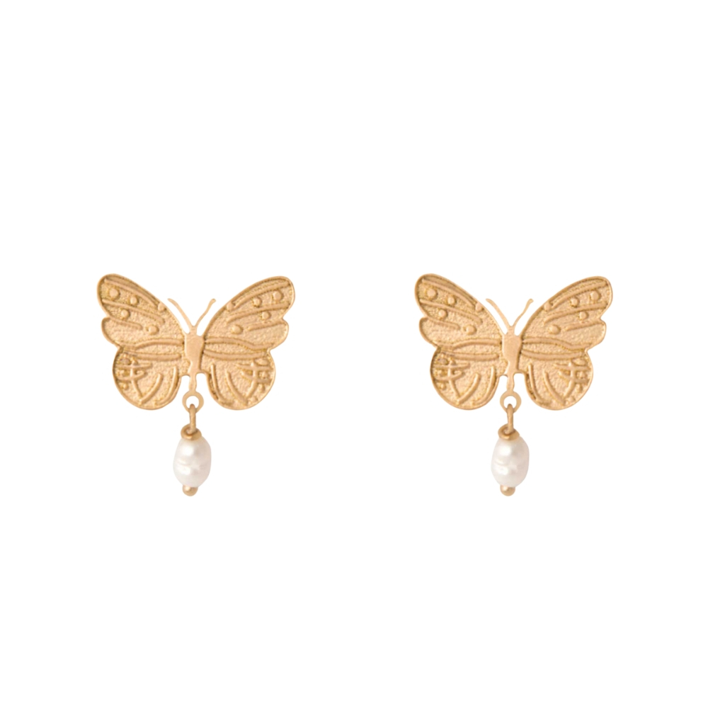 گوشواره طلا 18 عیار زنانه درگونه مدل پروانه