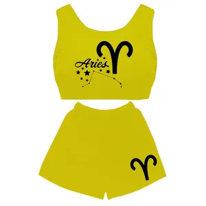 ست نیم تنه و شلوارک زنانه مدل  فروردین ماه کد D40 رنگ زرد