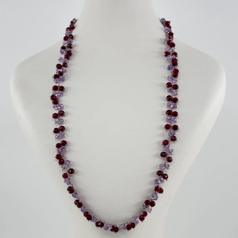 گردنبند زنانه مدل سنگ عقیق یاقوتی و آمیتیست کد920