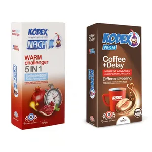 کاندوم تاخیری ناچ کدکس مدل کاندوم ناچ کدکس مدل coffee+dealy بسته 12 عددی به همراه کاندوم مدل warm challenger 5 in1 بسته 12 عددی 
