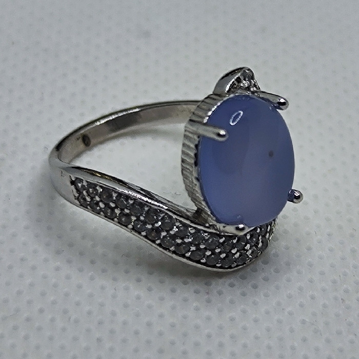 انگشتر نقره زنانه نقره جات بافندگان مدل عقیق یمانی کبود کد 3306