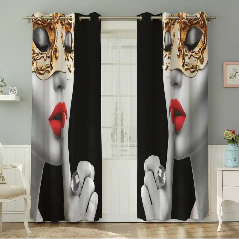 پرده نیروانا طرح  چهره مدل مخمل کد 5196سایز 140×280 سانتی متر