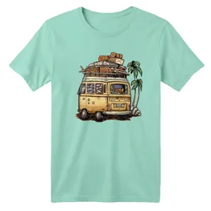 تی شرت آستین کوتاه بچگانه مدل ماشین کد ۷ رنگ سبز روشن