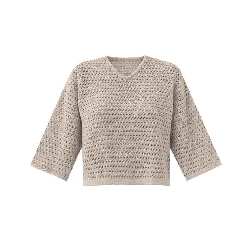 کراپ بلوز آستین بلند یقه هفت زنانه مدل hhh66