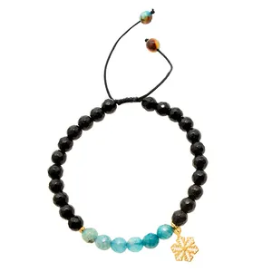 دستبند زنانه دلنار گالری مدل سنگ جید و دانه برف