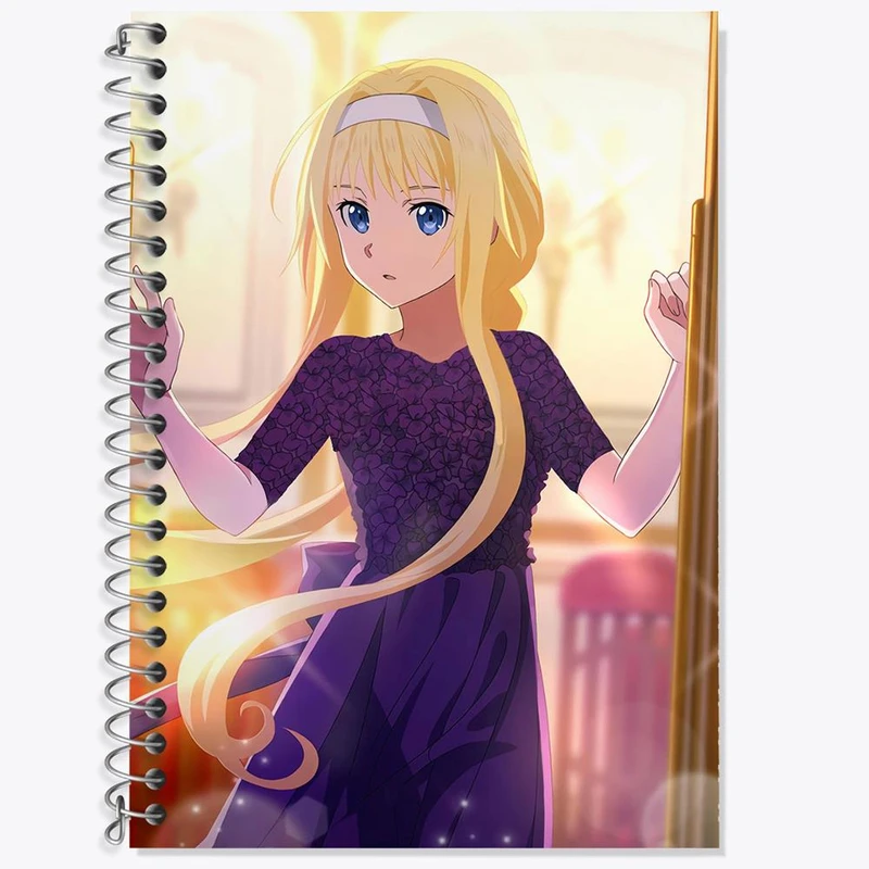 دفتر زبان 50 برگ خندالو مدل سه خط طرح آلیس انیمه دختر کد 12137