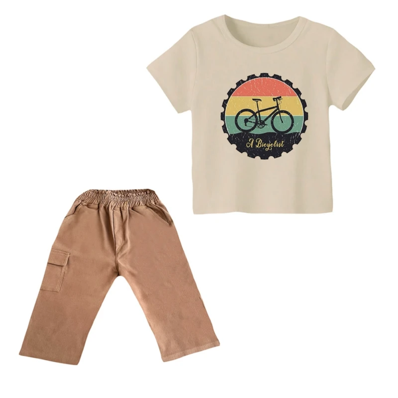 ست تی شرت و شلوارک پسرانه مدل دوچرخه کد ۸