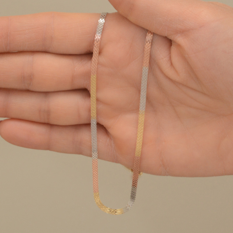 زنجیر طلا 18 عیار زنانه طلای مستجابی مدل سه رنگ کد R40