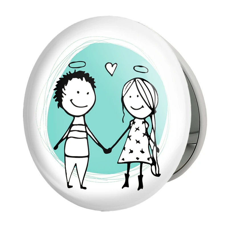 آینه جیبی خندالو طرح عاشقانه مدل تاشو کد 27121 