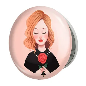 آینه جیبی خندالو طرح دخترونه مدل تاشو کد 5489 