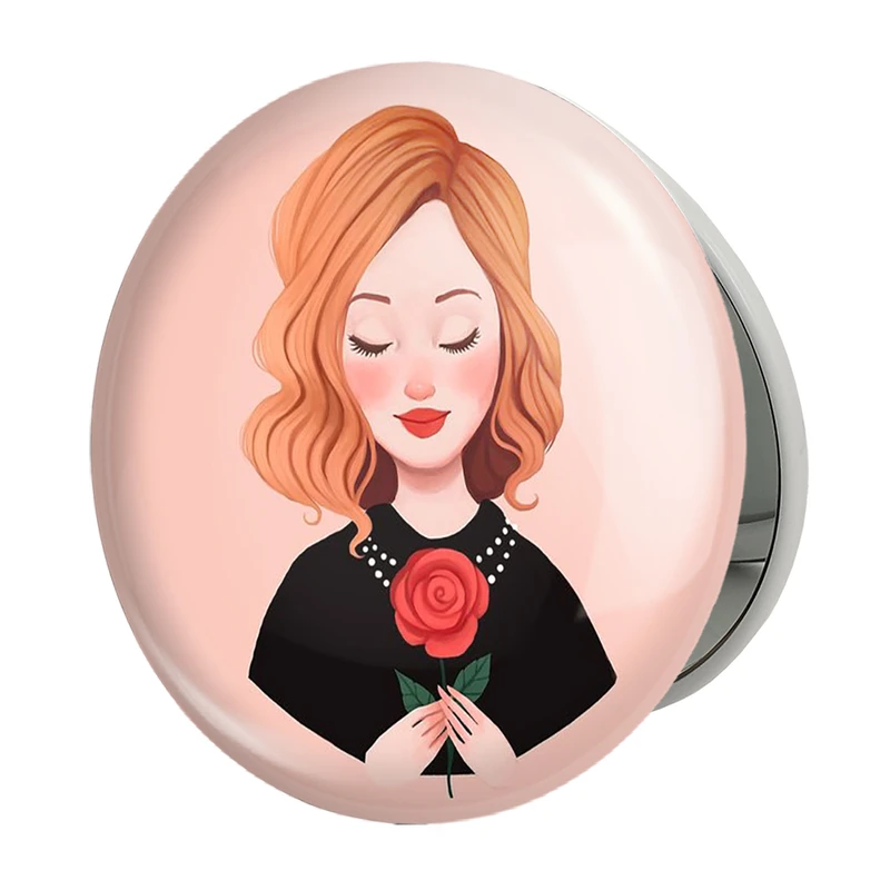 آینه جیبی خندالو طرح دخترونه مدل تاشو کد 5489 