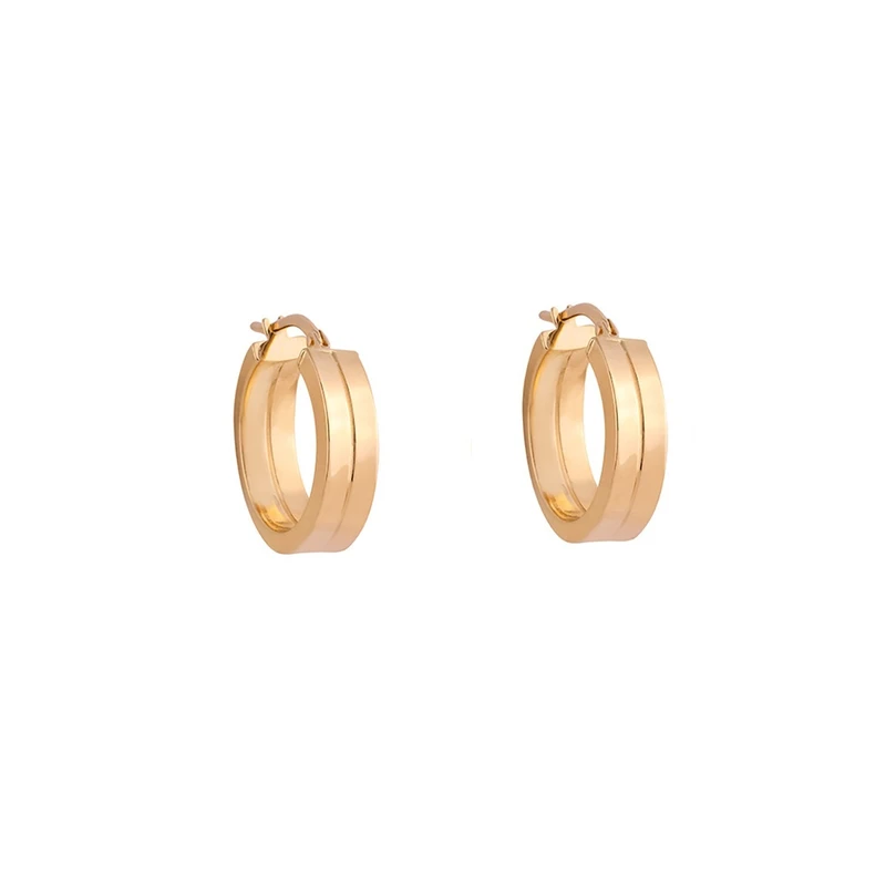 گوشواره حلقه‌ای طلا 18 عیار زنانه کیا گالری مدل دوبل کد EMR205