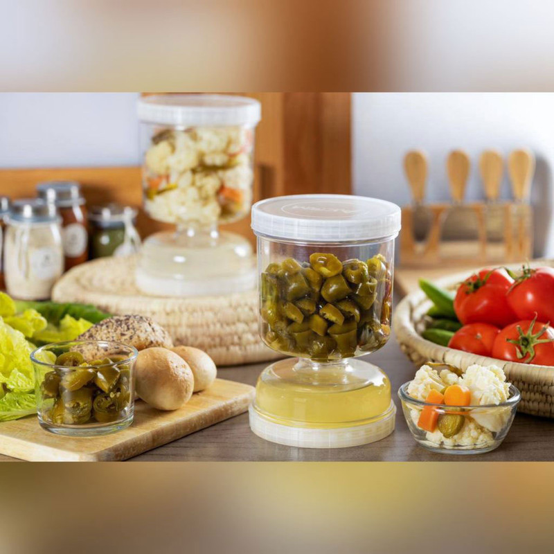 بانکه مدل ظرف خیارشور آکام طرح ساعت شنی