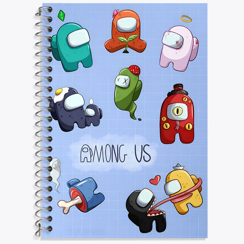 دفتر زبان 50 برگ خندالو مدل دو خط طرح امانگ آس (Among Us) کد N4919