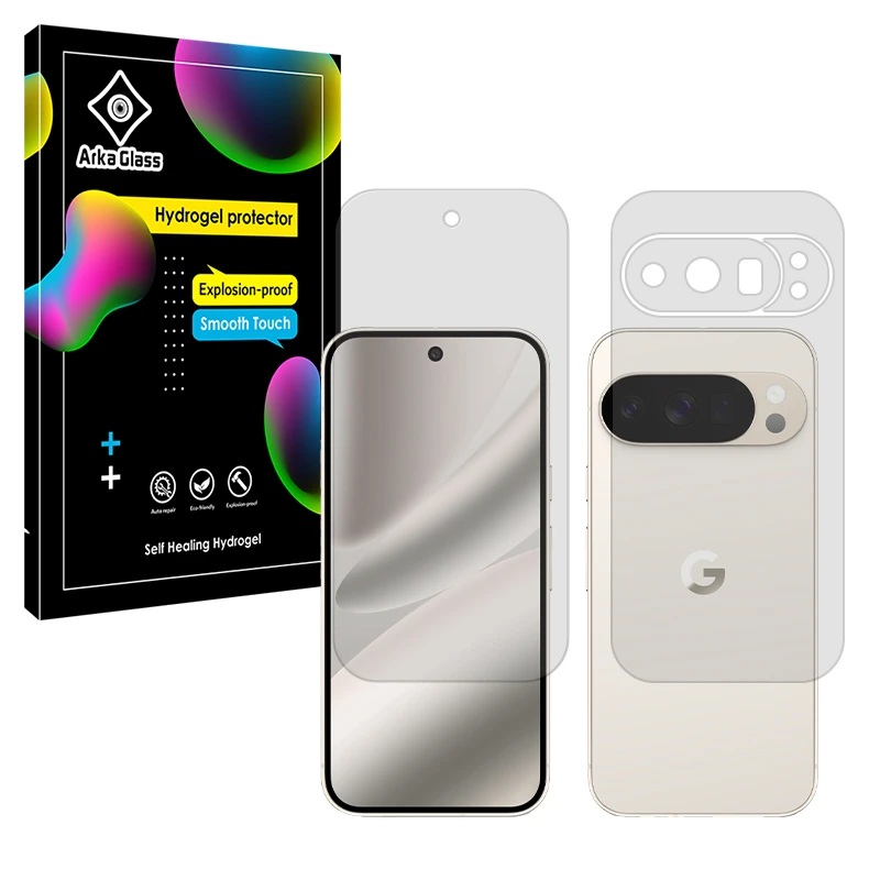 محافظ صفحه نمایش شفاف آرکا گلس مدل Tough مناسب برای گوشی موبایل گوگل Pixel 10 Pro به همراه محافظ پشت گوشی 