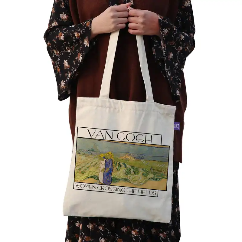 ساک خرید ترمه طراحان ایده مدل زنان در حال عبور از مزرعه از ونگوگ کد 0041 - s