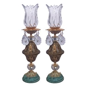شمعدان برنجی مدل خمره ای کد S-4300 بسته دو عددی 