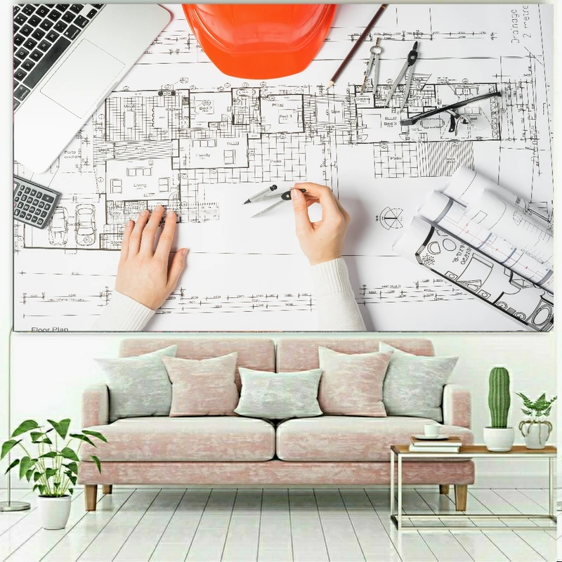 پوستر پارچه ای طرح مهندسی مدل نقشه کشی کد b56