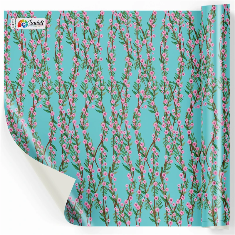 کاغذ کادو  صدفی طرح شکوفه بهاری بسته 2 عددی