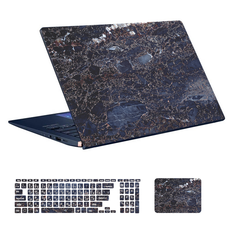 استیکر لپ تاپ توییجین و موییجین مدل Marble کد 68 مناسب لپ تاپ 15.6 اینچ به همراه برچسب حروف فارسی کیبورد