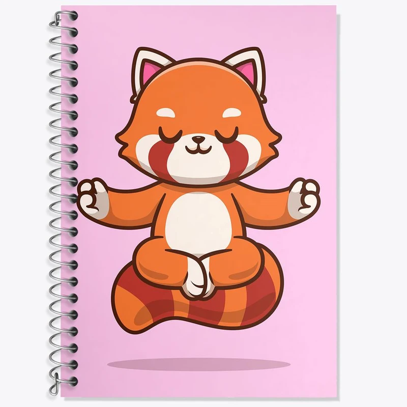 دفتر زبان 50 برگ خندالو مدل سه خط طرح حیوانات بامزه پاندای قرمز کد 29440