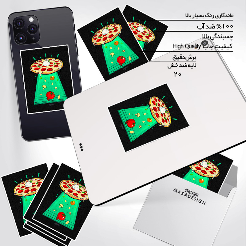 استیکر تزئینی موبایل و تبلت ماسا دیزاین مدل stkv0329 طرح پیتزا