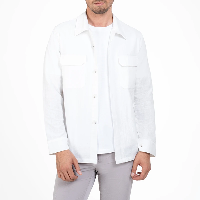 پیراهن آستین بلند یقه برگردان مردانه ام کی مدل 40093