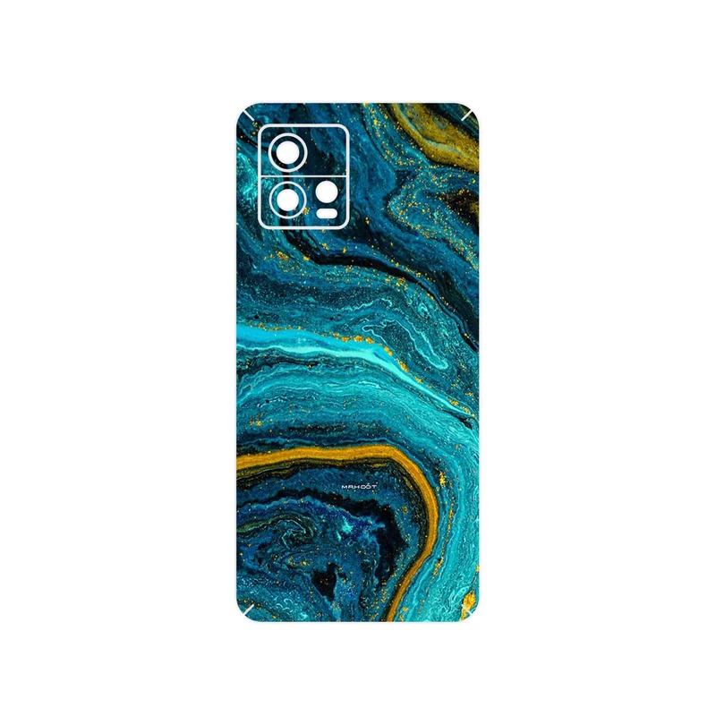 برچسب پوششی ماهوت مدل Turquoise marblewith golden streaks مناسب برای گوشی موبایل موتورولا Moto G72